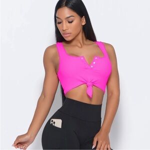 Bombshell Henley Sports Bra - Ultra Pink